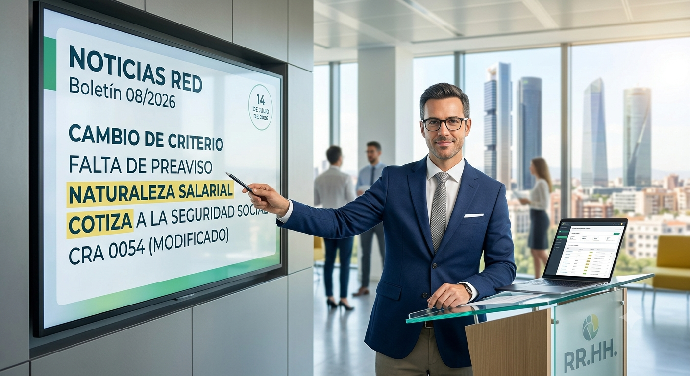 Exposición sobre el Boletín Noticias RED 08/2026 y la cotización por falta de preaviso en el código CRA 0054